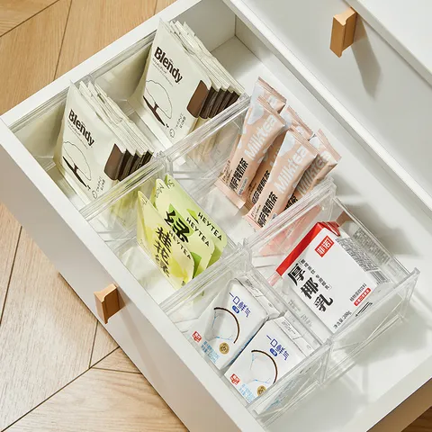 Transparent Acrylic Tea Bag Storage Box Desktop Drawer Organizer Coffee Capsule Holder Clear Pantry Storage Container