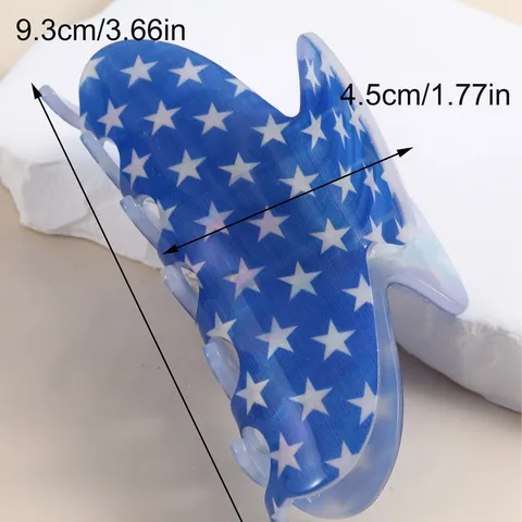 Amerikanische Flagge Acetat Haarkralle Mode Hai Clip Stars And Stripes Patriotischer Haarschmuck Für Damen Party Unabhängigkeitstag Festival Dekoration