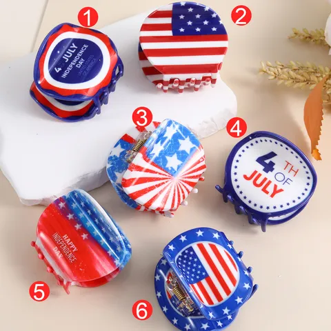Amerikanische Flagge Haarkrallen Acetat Unabhängigkeitstag Stern Druck Haarklammern Für Damen 4th Of July Feiertag Haarschmuck