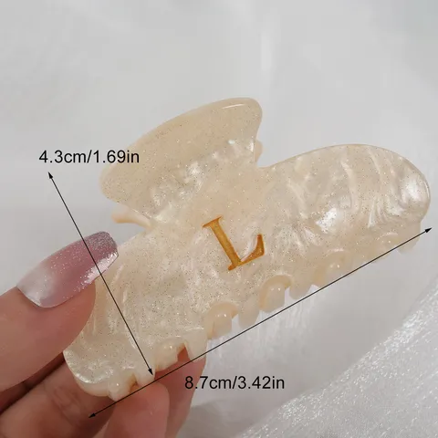 Französischer Stil Celluloseacetat Haarklammer Eleganter Goldener Buchstabe Marmortextur Haarkrebs Für Damen Mode Haarschmuck