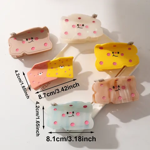 Süße Cartoon Käse Acetat Haarklammern Lustig Punktemuster Lächeln Hai Clip Süßer Haarschmuck Für Damen Mädchen Tägliches Styling