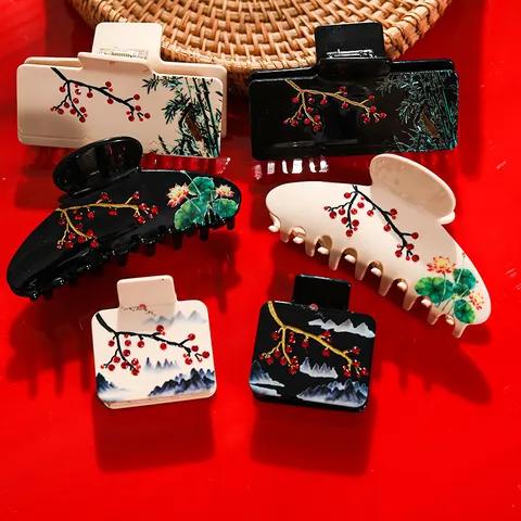 Neuer Chinesischer Stil Acetat Haarkralle Clip Retro Strass Haifisch Clip Für Damen Eleganter Nationaler Stil Haarschmuck