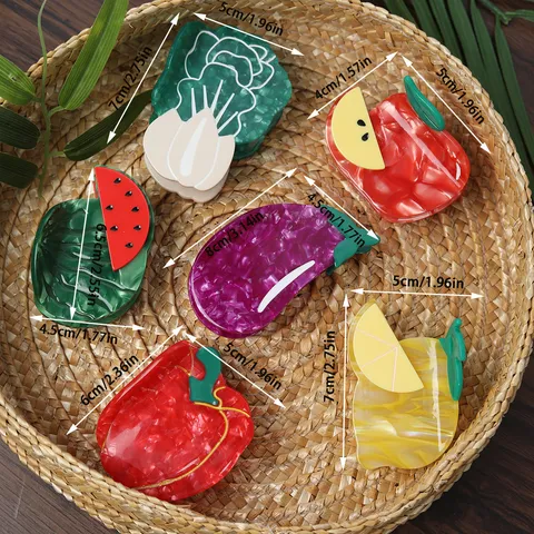 Kreative Obst Gemüse Acetat Haarklammern Nischendesign Süße Große Haarspangen Für Damen Mädchen Einzigartige Styling Pferdeschwanz Haarschmuck