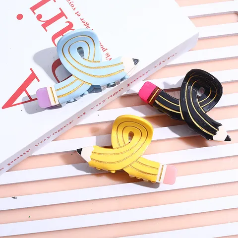 Kreatives Bleistift-Design Haarklammer Acetat Shark Clip Nischen Personalisierte Haarspange Für Frauen Pferdeschwanz Zubehör