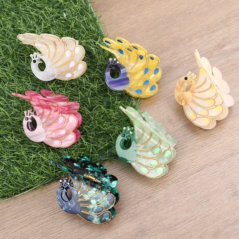Neue Süße Acetat Pfau Haarklammer Für Damen Elegante Strass Haarklammer Täglich Vielseitiger Haarschmuck Für Dickes Haar