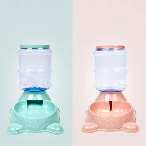 Ensemble Distributeur Automatique d'Eau et de Nourriture pour Animaux Mignon Ours en Plastique pour Chats et Chiens