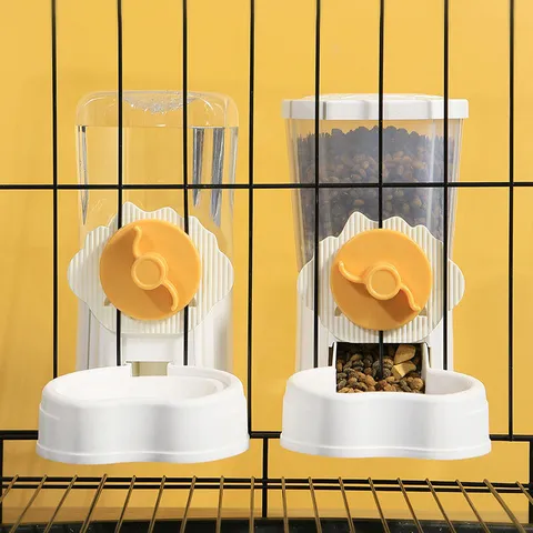 Distributeur d'Eau et N&B Automatique pour Animal Suspendu Cage Bouteille d'Eau Gamelle pour Chats Chiens Accessoires en Plastique