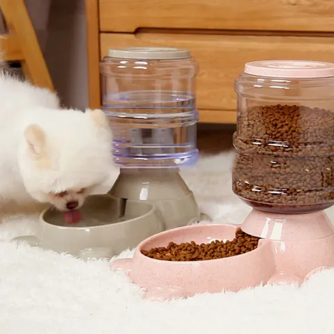 Ensemble Distributeur Automatique d'Eau et de Nourriture pour Animaux Mignon Ours en Plastique pour Chats et Chiens
