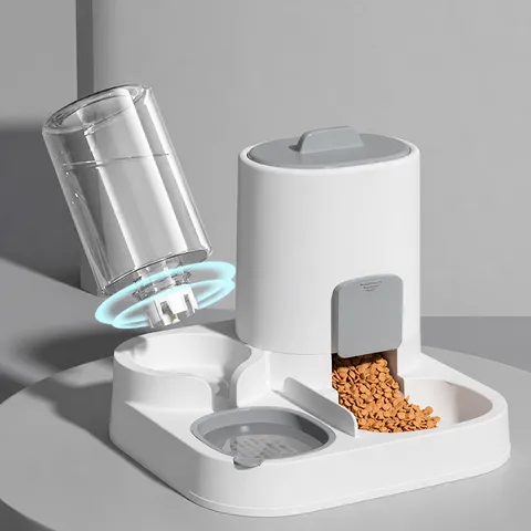 Ensemble Mangeoire et Distributeur d'Eau Automatique pour Animaux Grande Capacité Bol de Nourriture pour Chat et Chien Station d'Alimentation