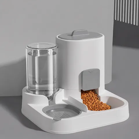 Ensemble Mangeoire et Distributeur d'Eau Automatique pour Animaux Grande Capacité Bol de Nourriture pour Chat et Chien Station d'Alimentation