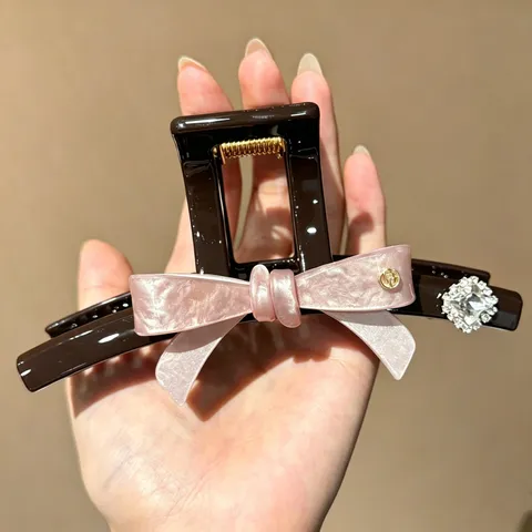 Koreanischer Stil Große Schleife Haarklammer Mit Strass Punktmuster PC Hai-Clip Elegante Haarschmuck Für Damen