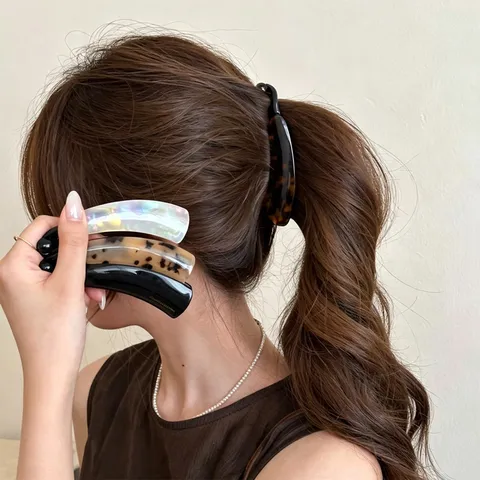 Koreanische Mode Acetat Bananen Haarspange Für Damen Schildpatt Marmor Muster Haarschmuck Handgefertigte Bogen Vertikale Clip
