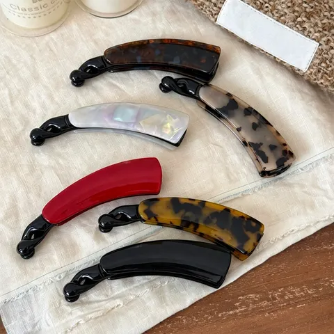 Koreanische Mode Acetat Bananen Haarspange Für Damen Schildpatt Marmor Muster Haarschmuck Handgefertigte Bogen Vertikale Clip