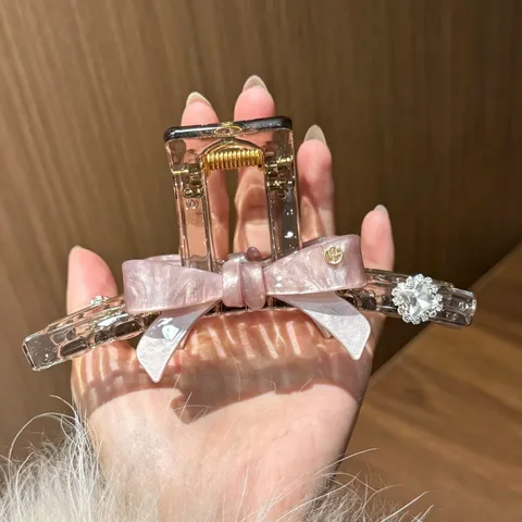 Koreanischer Stil Große Schleife Haarklammer Mit Strass Punktmuster PC Hai-Clip Elegante Haarschmuck Für Damen