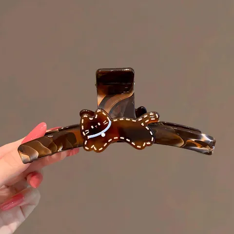 Elegante Molla per Capelli Gatto Ambra Alta Qualità PC Acetato Pinza Squalo per Donna Stile Coreano Motivo Animale Grande Accessorio Capelli