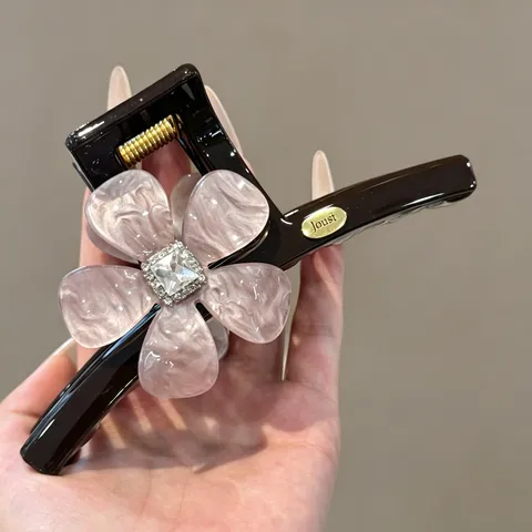 Große Blumen Haarklammer Strass Hai Clip Elegante Kunststoff Haargreif Für Dickes Haar Damen Mode Florale Haarstyling Zubehör