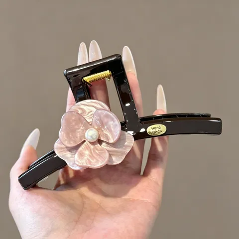 Elegante Rosa Blume Künstliche Perle Haarkralle Große Harz Haarklammer Für Damen Mädchen Haarschmuck Handgefertigte Haarnadeln