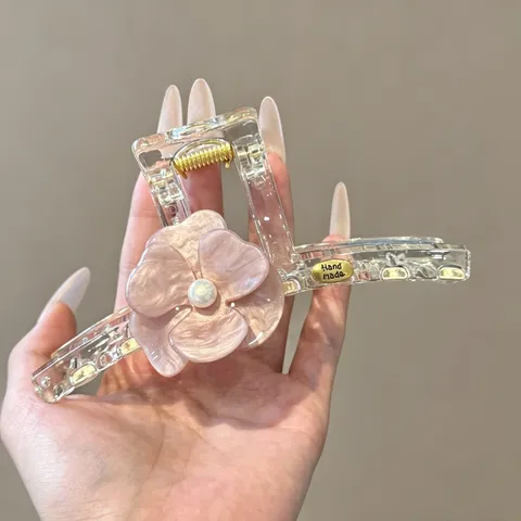 Elegante Rosa Blume Künstliche Perle Haarkralle Große Harz Haarklammer Für Damen Mädchen Haarschmuck Handgefertigte Haarnadeln