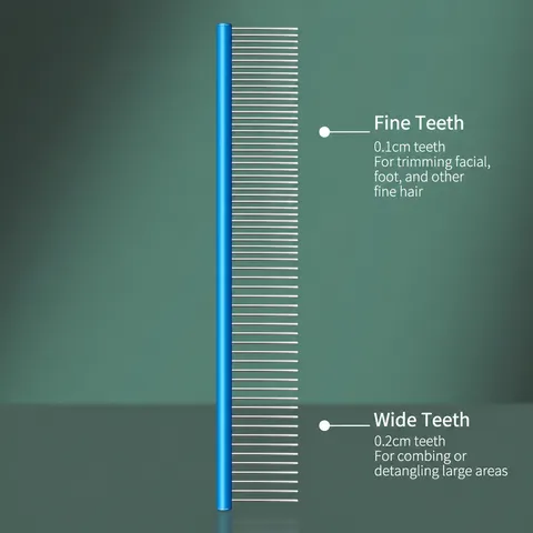 Peigne de Toilettage pour Animaux en Acier Inoxydable Peigne à Dents Fines Chien Chat Outil de Soins des Poils Poignée Métallique