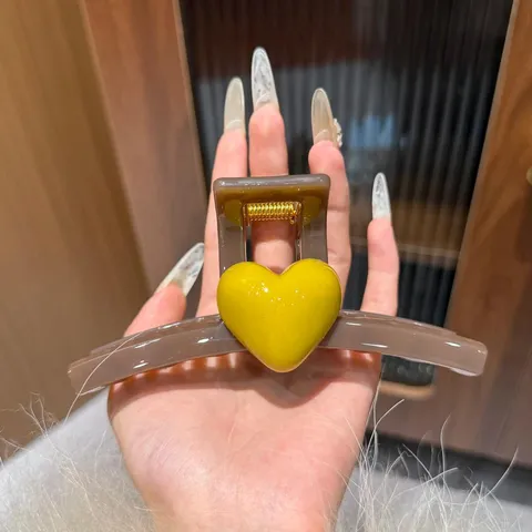 Herz Dekor Haarkralle Clip Für Damen Elegant Große Shark Clip Vintage PC Material Haarspange Stilvolles Haaraccessoire