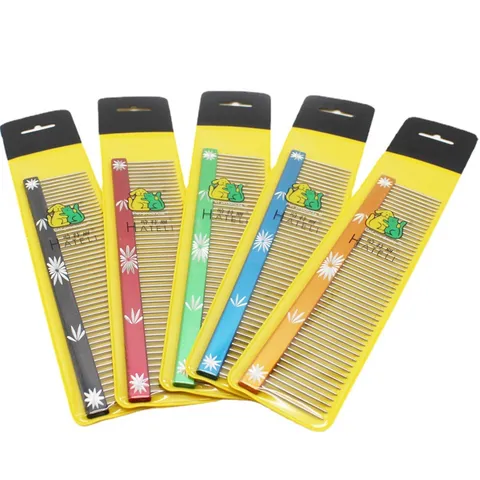 Stainless Steel Pet Grooming Comb For Cats Dogs Deshedding Dematting Tool Floral Pattern Metal Handle Professional Pet Supply