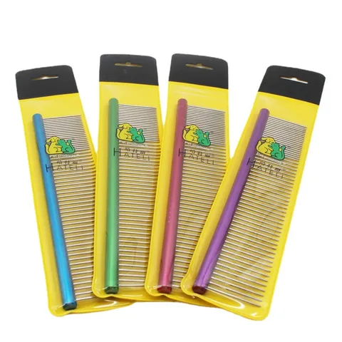 Professional Pet Grooming Comb With Stainless Steel Pins And Aluminum Handle Pet Hair Removal Deshedding Comb For Dogs And Cats