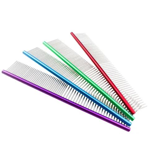 Professional Stainless Steel Pet Grooming Comb For Cats And Dogs Dense And Sparse Teeth Metal Pet Hair Care Brush