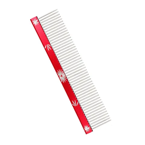 Stainless Steel Pet Grooming Comb For Cats Dogs Deshedding Dematting Tool Floral Pattern Metal Handle Professional Pet Supply