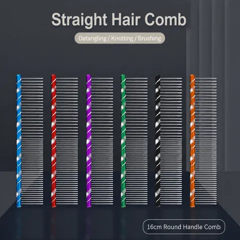 Pet Grooming Comb Stainless Steel Dog Cat Hair Grooming Brush Metal Straight Teeth Pet Comb For Daily Care