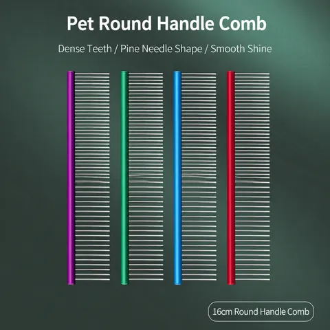 Peigne de Toilettage pour Animaux en Acier Inoxydable Peigne à Dents Fines Chien Chat Outil de Soins des Poils Poignée Métallique