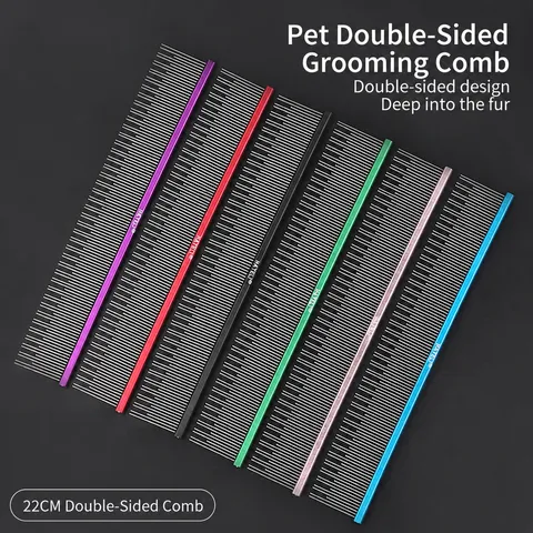 Stainless Steel Pet Grooming Comb Cat Dog Dematting Comb Long Short Teeth Pet Hair Care Deshedding Tool