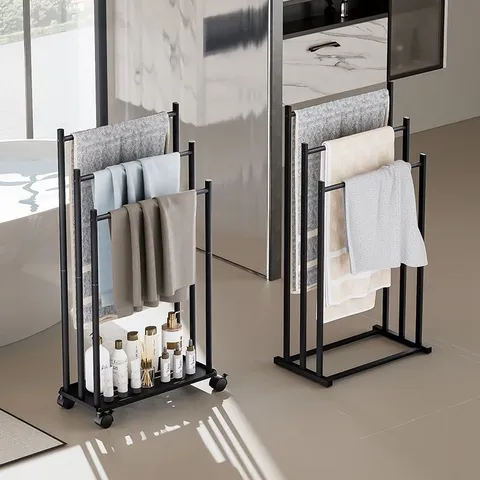 Freestanding Metal Towel Rack 3-Tier Bath Towel Holder Stand Modern Floor Storage Shelf For Bathroom Organization