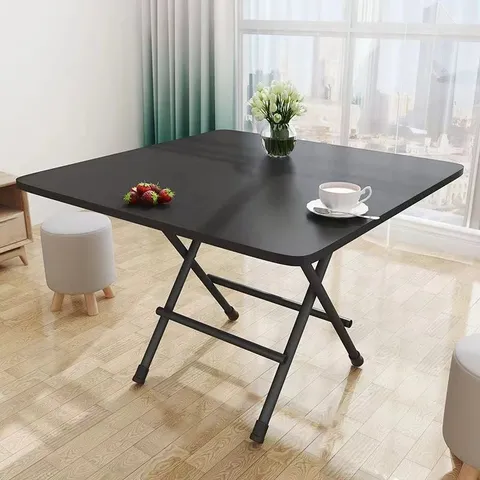 Tavolo Pieghevole Portatile Semplice Casa Piccolo Tavolo da Pranzo Stand Esterni Rettangolare Venatura del Legno Struttura in Metallo