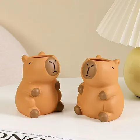 Portapenne Capybara Carino Creativo Tubo di Archiviazione per Scrivania da Ufficio Animale Multiuso Porta Pennelli da Trucco Carina Decorazione per Scrivania