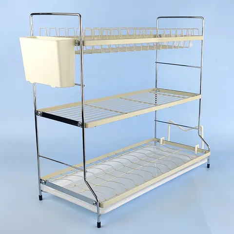 Escurridor de Platos de Cocina de Acero Inoxidable Soporte de Almacenamiento de Bols para Encimera con Portapalillos y Rejilla para Tabla