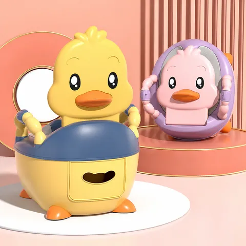 Vasino Portatile per Addestramento al Vasino per Bambini Sedia Urinario Anatra Cartoon con Schienale Braccioli Sedile WC Sicuro per Neonati