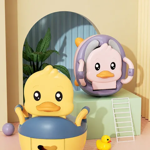 Vasino Portatile per Addestramento al Vasino per Bambini Sedia Urinario Anatra Cartoon con Schienale Braccioli Sedile WC Sicuro per Neonati
