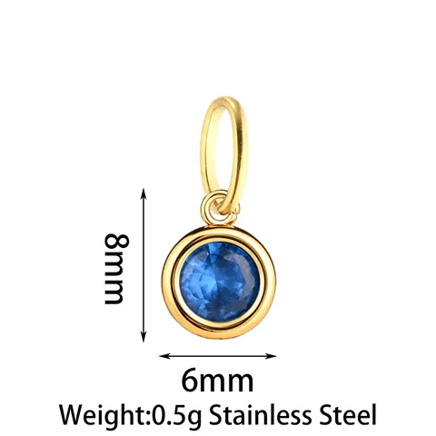 Stainless Steel Rhinestone Birthstone Pendant Round Charm For DIY Jewelry Making Bracelet Necklace Crafts Material Findings
