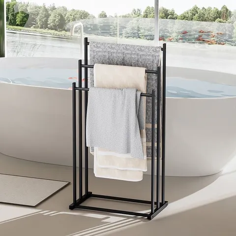 Freestanding Metal Towel Rack 3-Tier Bath Towel Holder Stand Modern Floor Storage Shelf For Bathroom Organization
