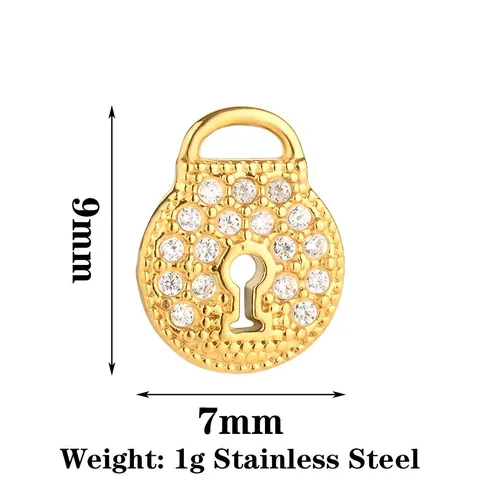 Edelstahl Schloss Schlüssel Herz Flasenkürbis Schweine Nase Anhänger Strass DIY Schmuck Zubehör Charm Mode Halskette Armband