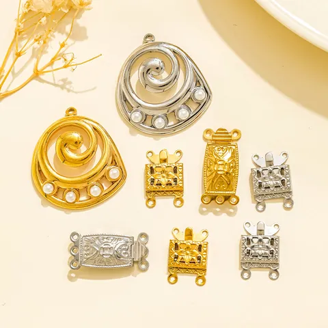 Stainless Steel Vintage Carved Toggle Clasp DIY Bracelet Necklace Connector Jewelry Findings