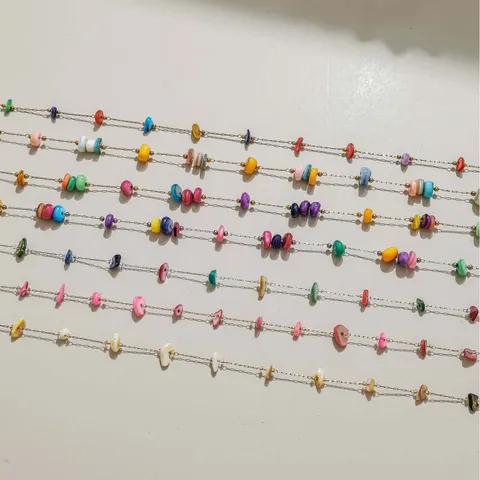 Bohemian Mixed Color Beaded Chain DIY Summer Necklace Bracelet Anklet Waist Chain