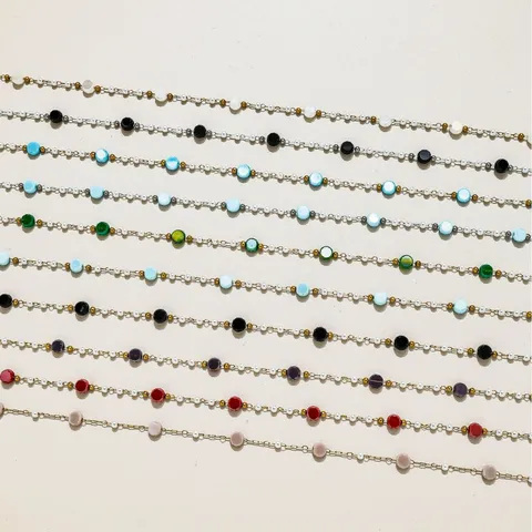 Chaîne de Perles en Acier Inoxydable DIY Perles Colorées Rondes Plates Chaîne Fine Collier Bracelet Chaîne de Lunettes Fournitures de Bijoux
