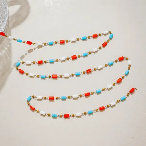 DIY 304 Stainless Steel Chain With Colorful Artificial Crystal Tube Metal Beads For Necklace Bracelet Jewelry Making Accessories