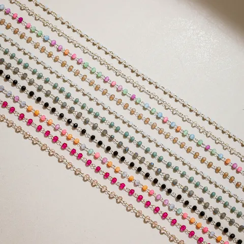Stainless Steel Rhinestone Crystal Beaded Chain For DIY Jewelry Craft Making Clothing Bag Materials Component Supplies Handcrafted Accessory