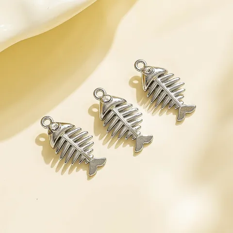Stainless Steel Cross Fish Skeleton Camera Pendant DIY Jewelry Accessories Rhinestone Charms For Bag Keychain Craft Making