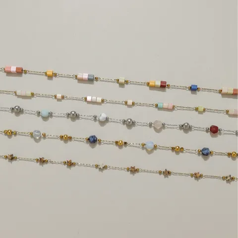 Chaîne Fine Espacée Étoile Et Tube Carré De Bloc De Couleur En Acier Inoxydable Matériel De Bijoux DIY Guérison Littéraire