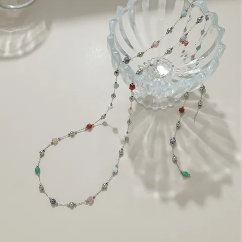 Chaîne Fine Espacée Étoile Et Tube Carré De Bloc De Couleur En Acier Inoxydable Matériel De Bijoux DIY Guérison Littéraire