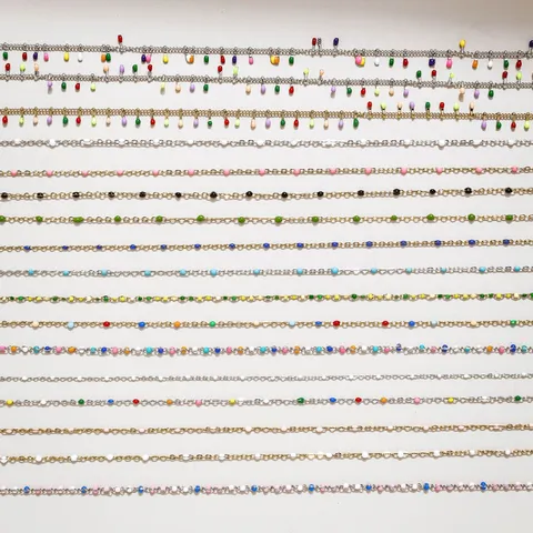 Stainless Steel Dopamine Candy Seed Bead Fine Chain Colorful DIY Jewelry Making Accessary For Necklace Bracelet Doll Clothing Craft