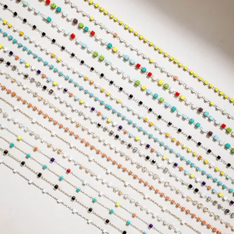 Bohemian 304 Stainless Steel Colorful Square Bead Chain For DIY Necklace Bracelet Making Fashion Jewelry Accessory